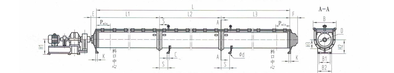 GX螺旋輸送機(YZQ型驅(qū)動)安裝簡圖 GX螺旋輸送機(YZQ型驅(qū)動)安裝簡圖-河南振江機械